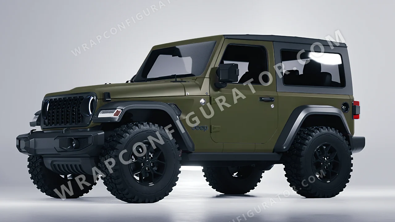 Green Jeep Wrangler Willys 2024 wrapped in Colourshield PPF by HyperPro Army Green SMF04-P