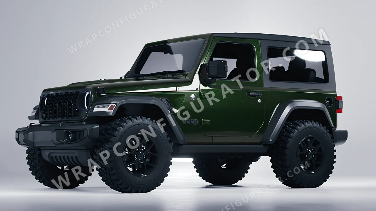 Green Jeep Wrangler Willys 2024 wrapped in Colourshield PPF by HyperPro Dark Forest Green HGM74-P