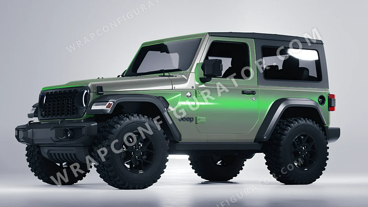 Green Jeep Wrangler Willys 2024 wrapped in Colourshield PPF by HyperPro Gray Green CGM10-P