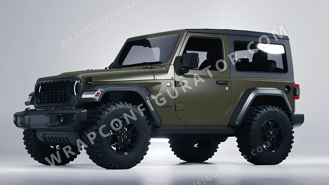 Green Jeep Wrangler Willys 2024 wrapped in Colourshield PPF by HyperPro Gray Green SMF46-P