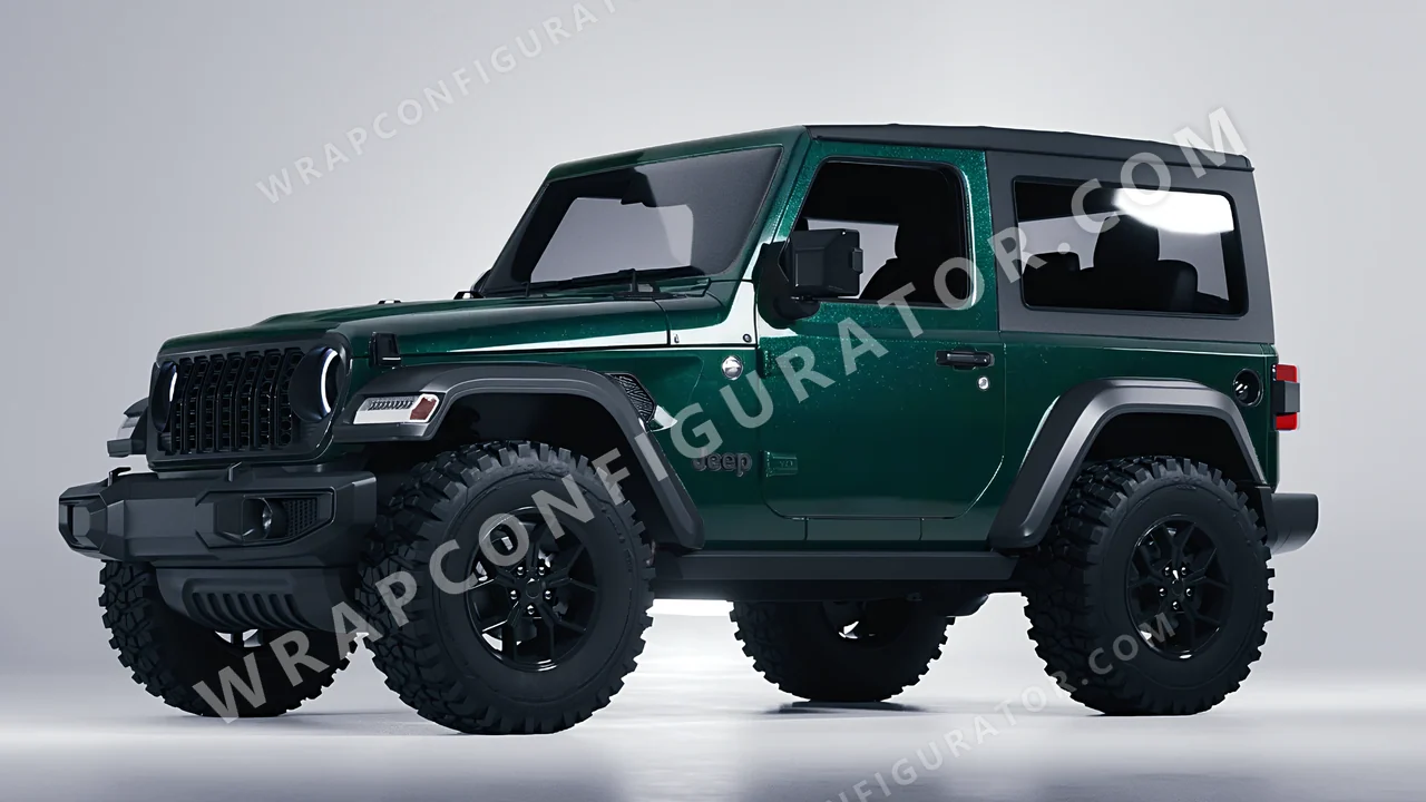 Green Jeep Wrangler Willys 2024 wrapped in Colourshield PPF by HyperPro Green HGM59-P