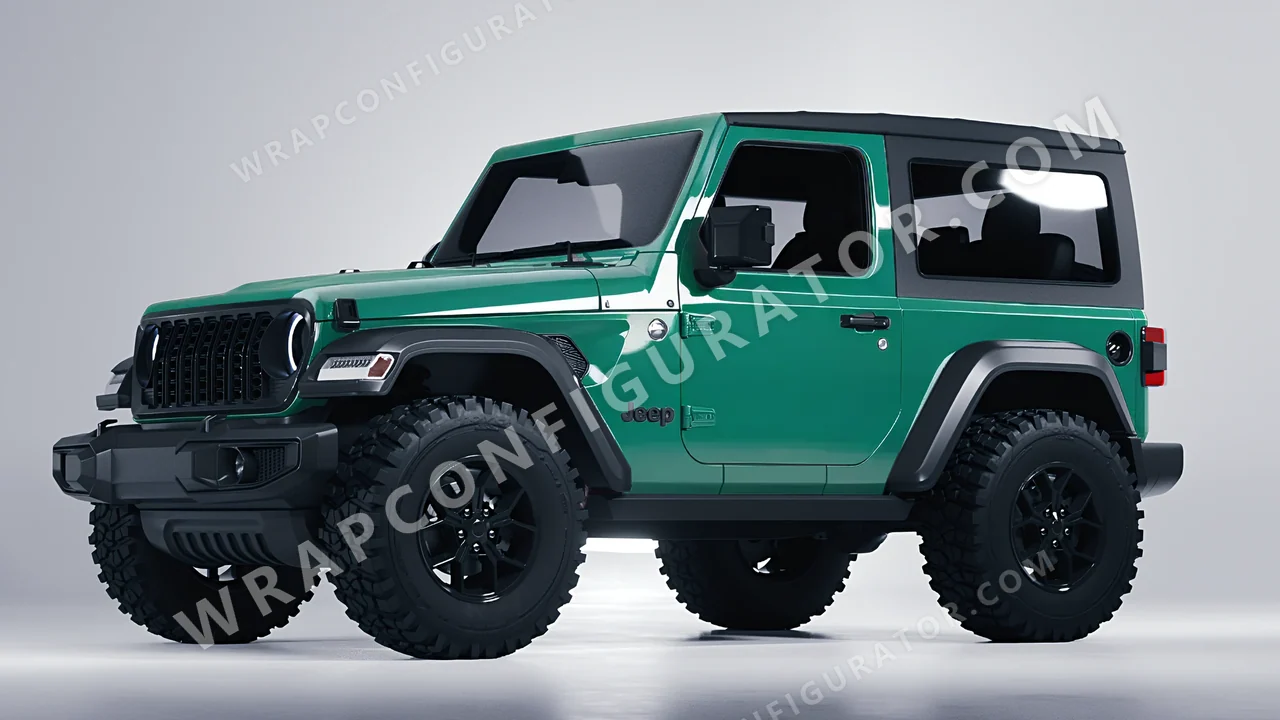 Green Jeep Wrangler Willys 2024 wrapped in Colourshield PPF by HyperPro Jade Green HGF93-P
