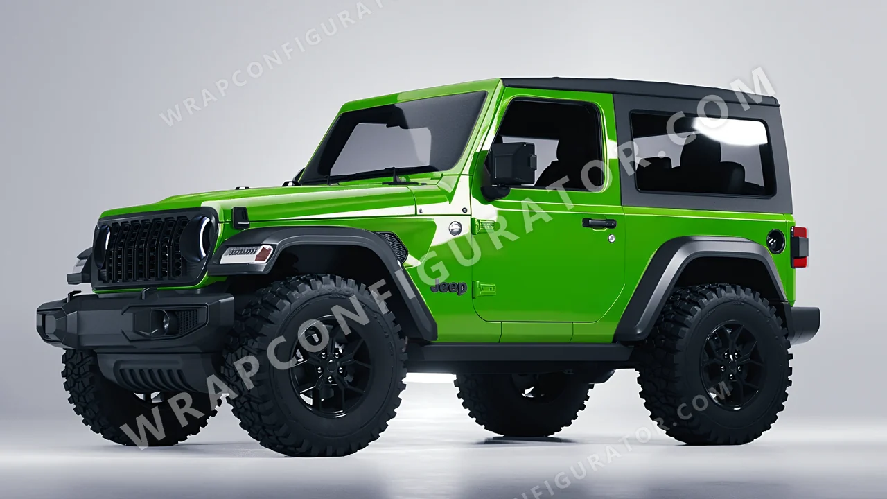 Green Jeep Wrangler Willys 2024 wrapped in Colourshield PPF by HyperPro Kelly Green HGF30-P