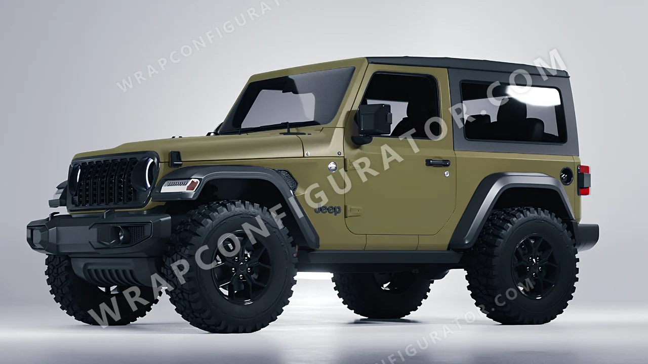 Green Jeep Wrangler Willys 2024 wrapped in Colourshield PPF by HyperPro Khaki Green SMF05-P