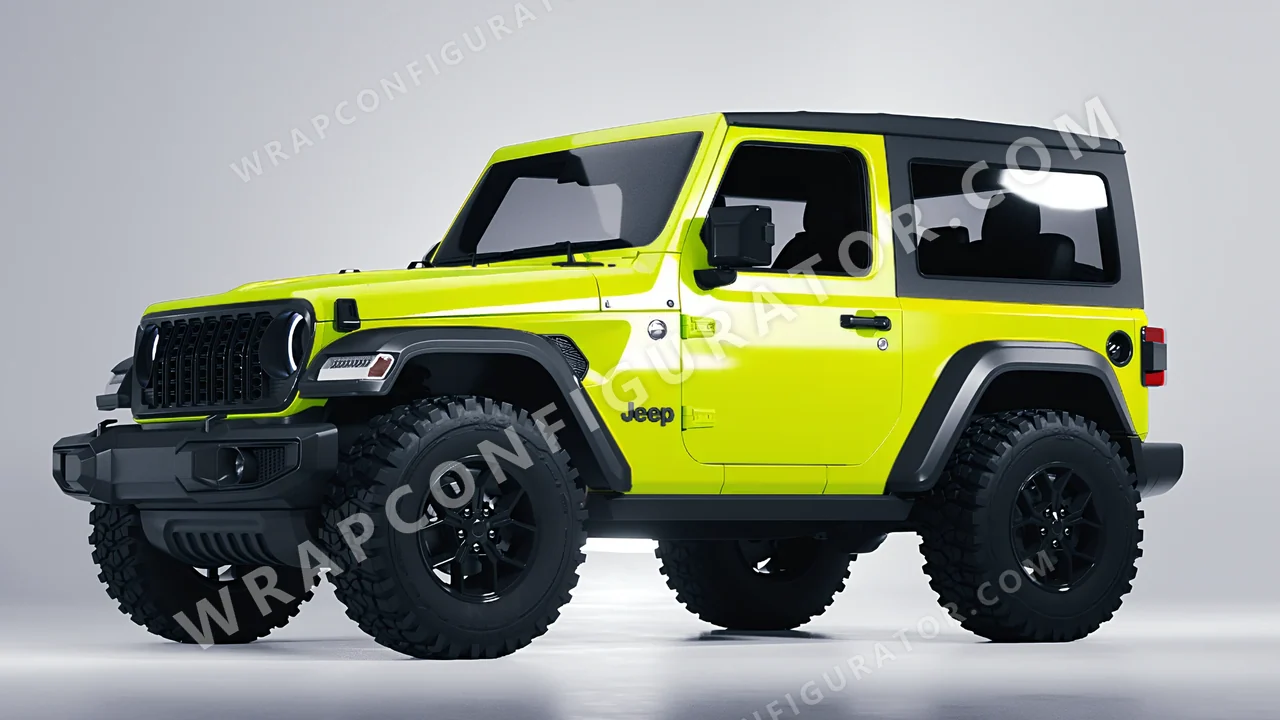 Green Jeep Wrangler Willys 2024 wrapped in Colourshield PPF by HyperPro Lemon Green HGF77-P