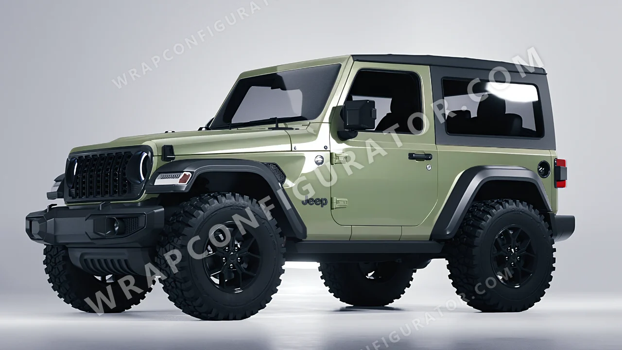 Green Jeep Wrangler Willys 2024 wrapped in Colourshield PPF by HyperPro Light Laurel Green HGM66-P
