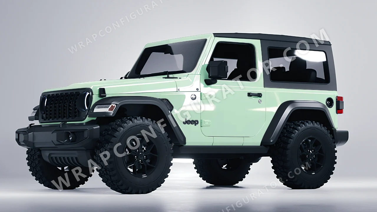 Green Jeep Wrangler Willys 2024 wrapped in Colourshield PPF by HyperPro Light Mint Green HGF41-P