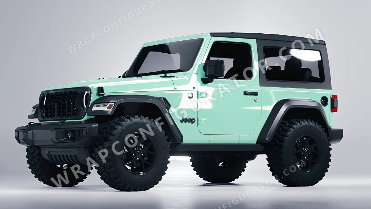 Green Jeep Wrangler Willys 2024 wrapped in Colourshield PPF by HyperPro Mint Green HGF80-P