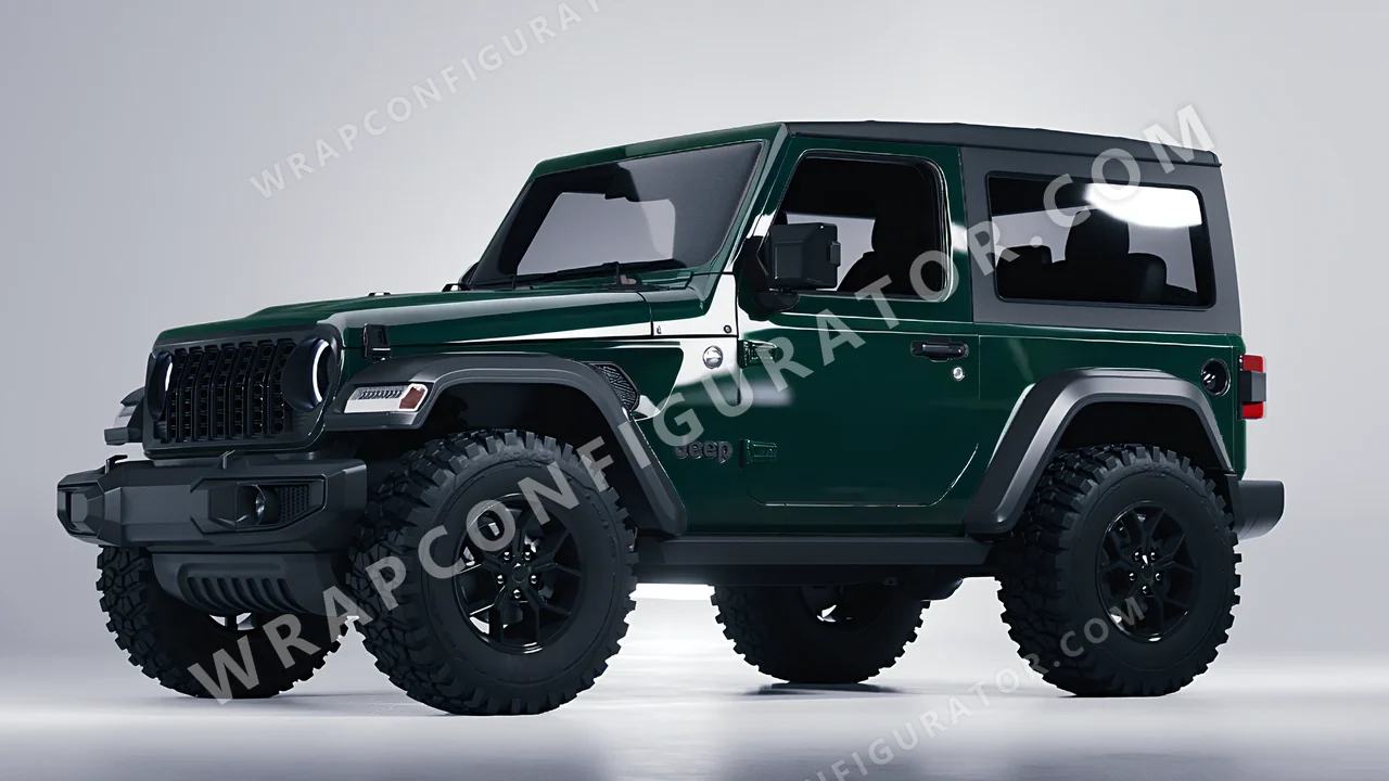 Green Jeep Wrangler Willys 2024 wrapped in Colourshield PPF by HyperPro Sacramento Green HGF35-P