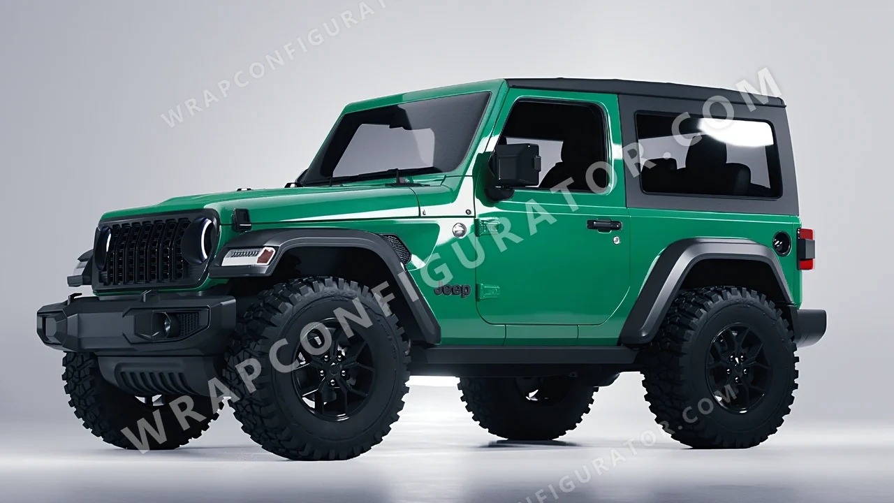 Green Jeep Wrangler Willys 2024 wrapped in Colourshield PPF by HyperPro Sea Green HGF79-P