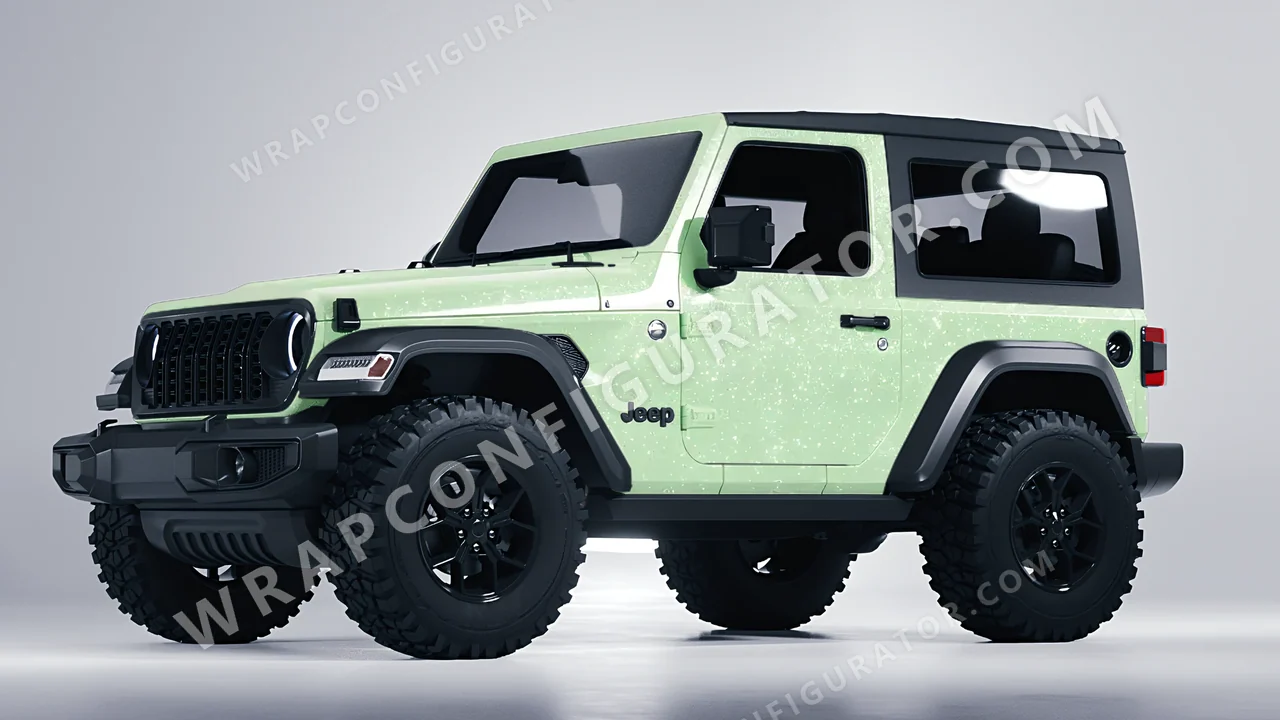 Green Jeep Wrangler Willys 2024 wrapped in Colourshield PPF by HyperPro Spring Green GPF08-P