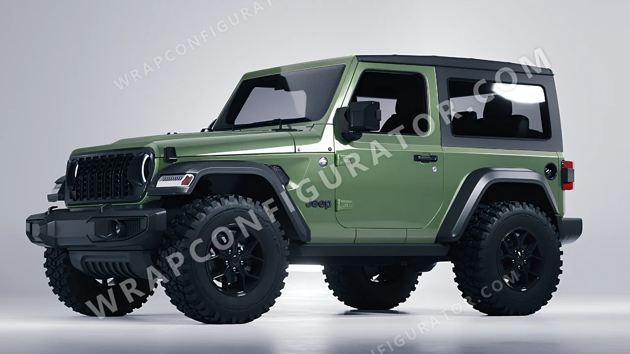 Green Jeep Wrangler Willys 2024 wrapped in Colourshield PPF by HyperPro Spring Green HGM69-P
