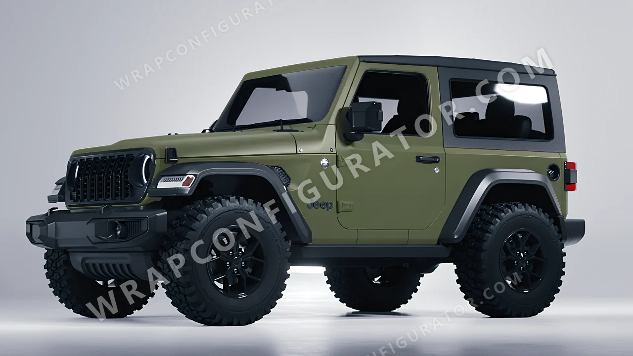 Green Jeep Wrangler Willys 2024 wrapped in Inozetek Dynamic PPF Army Green DPPF810