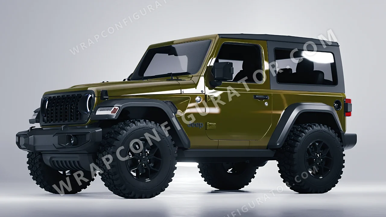 Green Jeep Wrangler Willys 2024 wrapped in Inozetek Dynamic PPF Army Green DPPF933