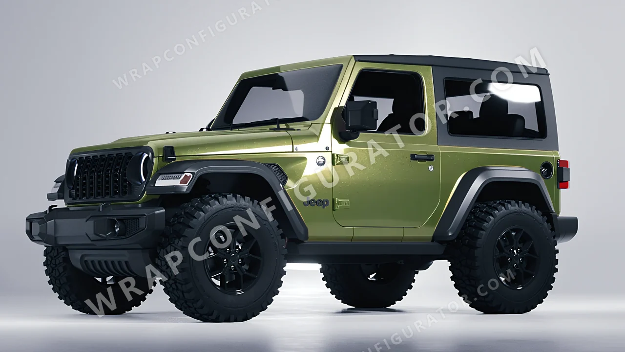 Green Jeep Wrangler Willys 2024 wrapped in Inozetek Dynamic PPF Golden Green DPPF929