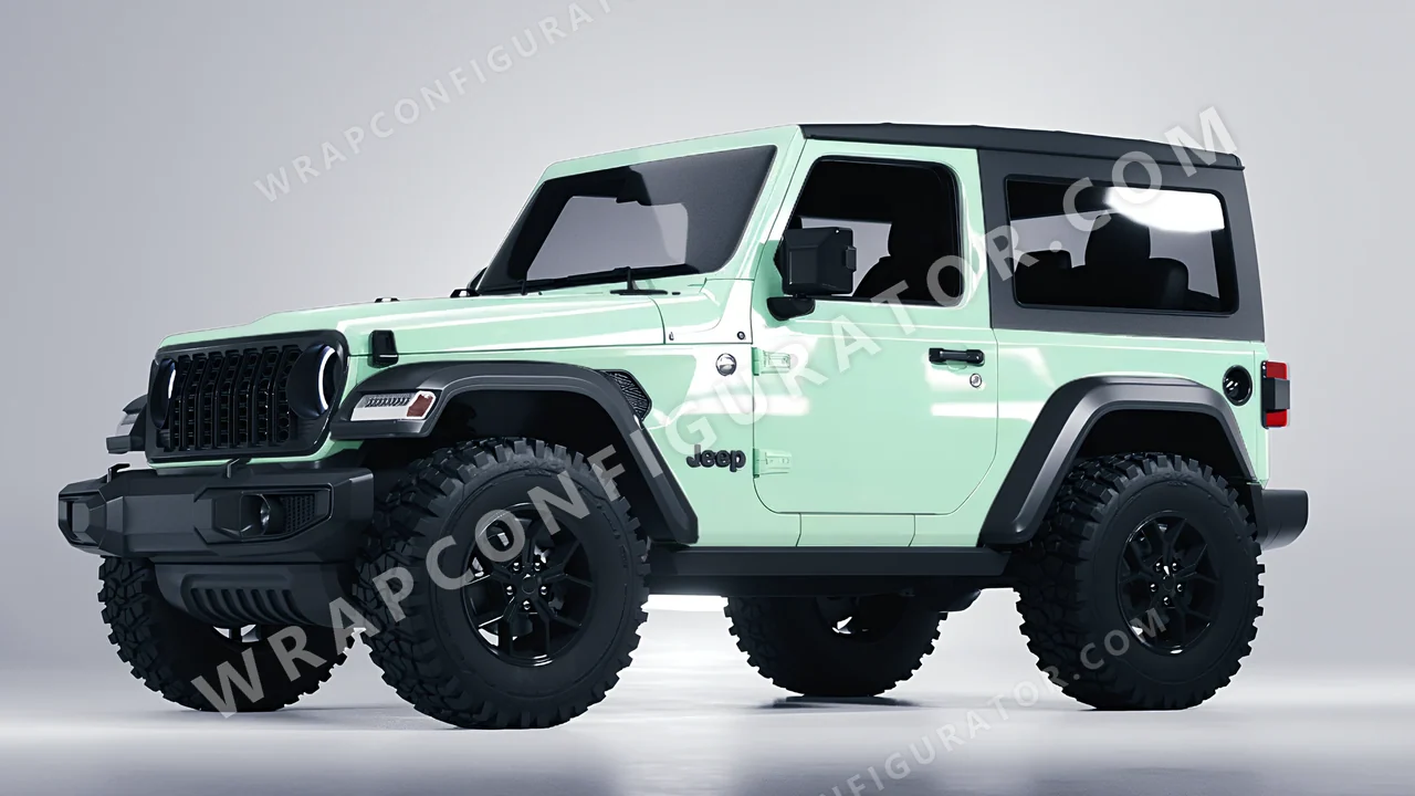 Green Jeep Wrangler Willys 2024 wrapped in Inozetek Dynamic PPF Light Mint DPPF934