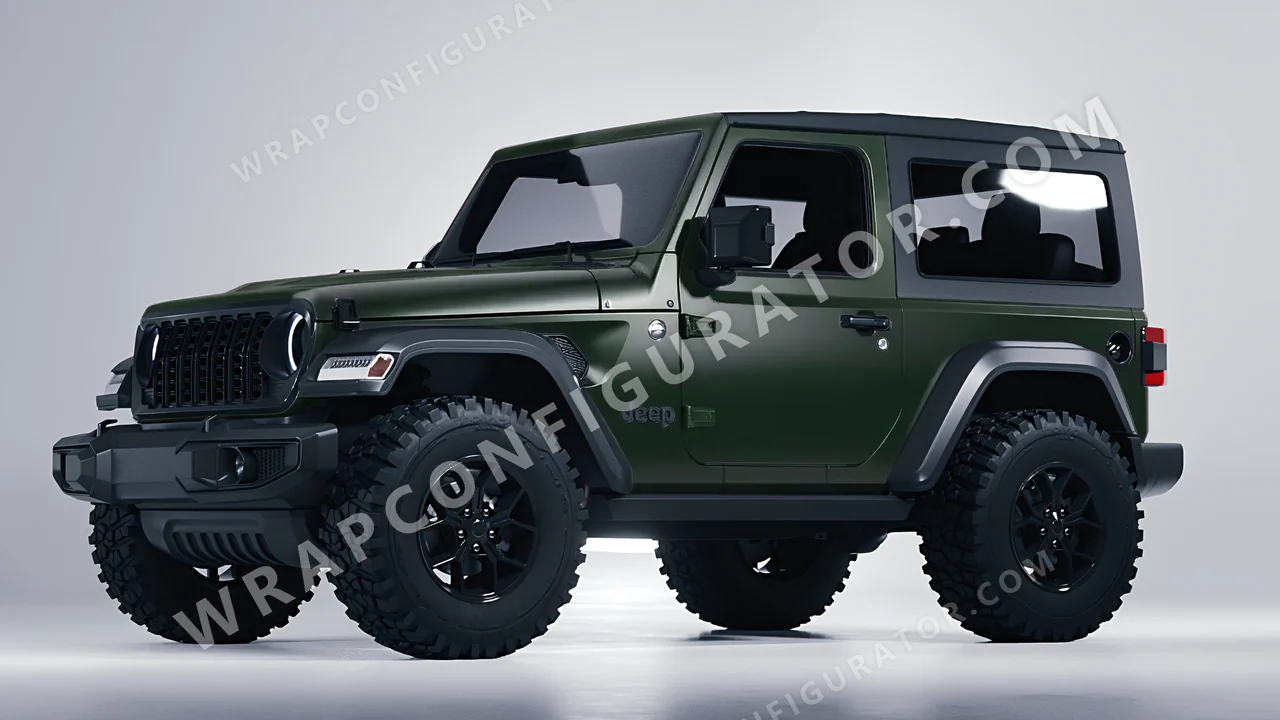 Green Jeep Wrangler Willys 2024 wrapped in Inozetek Dynamic PPF Midnight Moss DPPF804