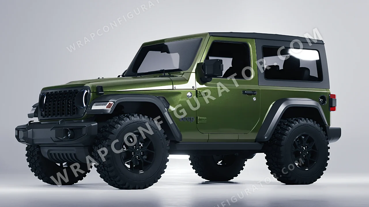 Green Jeep Wrangler Willys 2024 wrapped in Inozetek Dynamic PPF Olive DPPF931