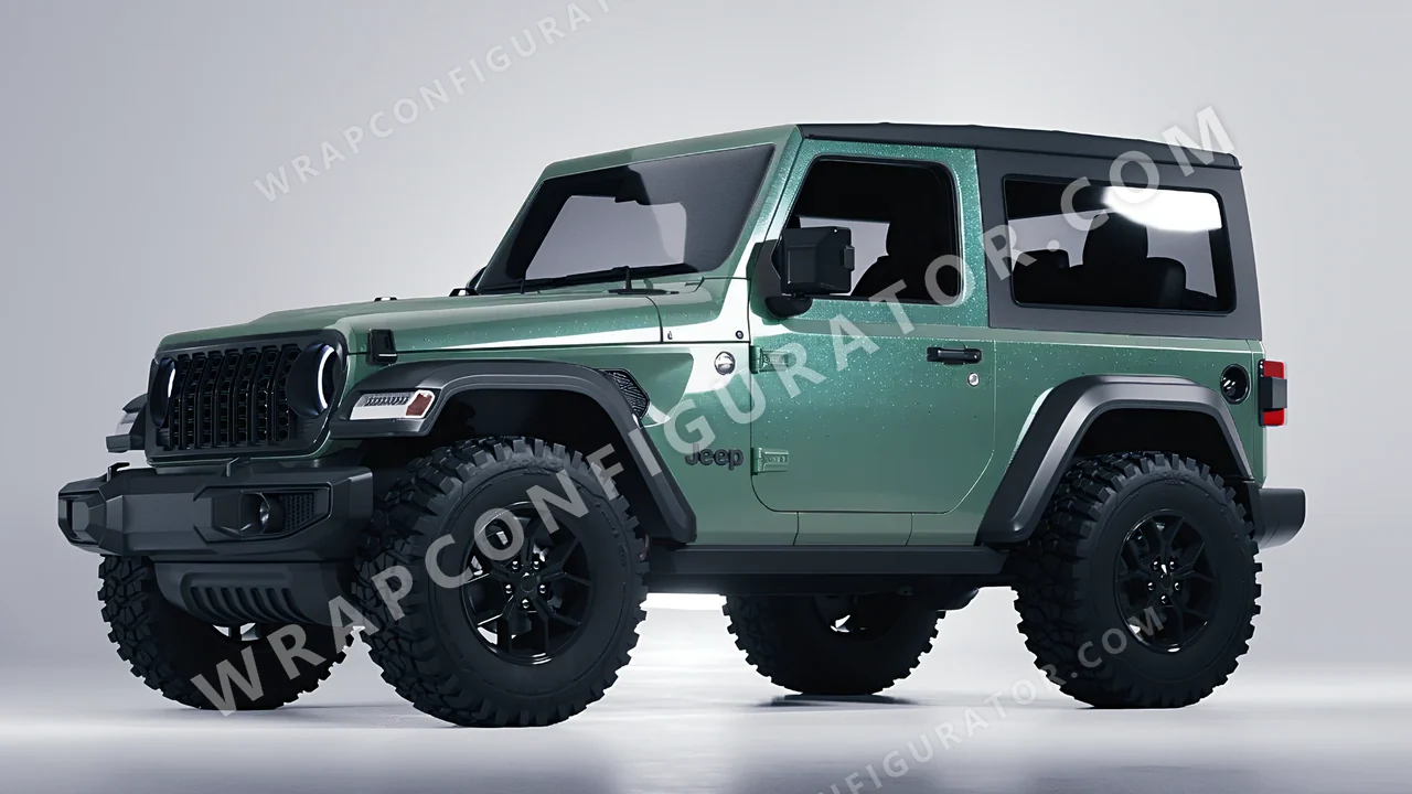 Green Jeep Wrangler Willys 2024 wrapped in Inozetek Dynamic PPF Sage Green DPPF710