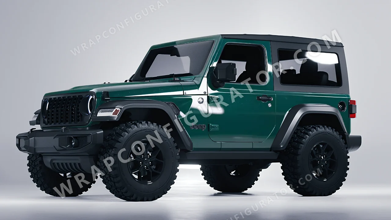 Green Jeep Wrangler Willys 2024 wrapped in Inozetek Dynamic PPF Shadow Green DPPF911