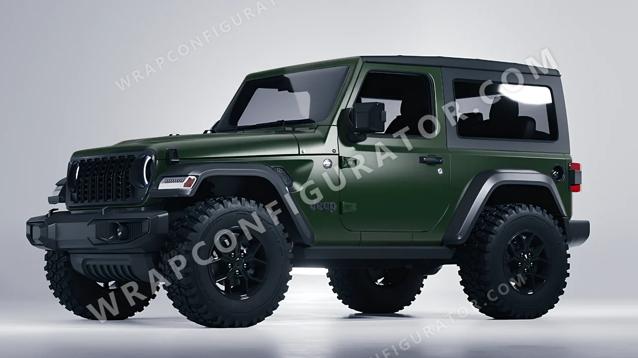 Green Jeep Wrangler Willys 2024 wrapped in Inozetek Dynamic PPF Urban British Green URBN101