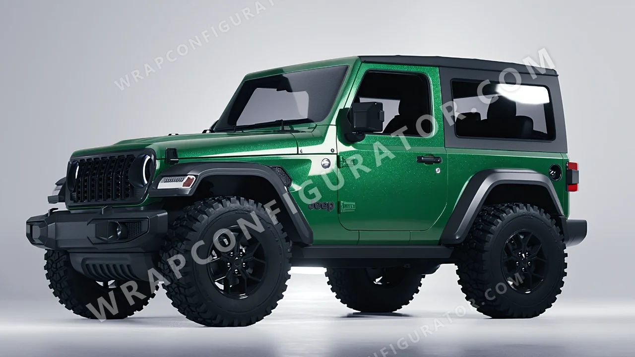 Green Jeep Wrangler Willys 2024 wrapped in KPMF Envious Green K75407