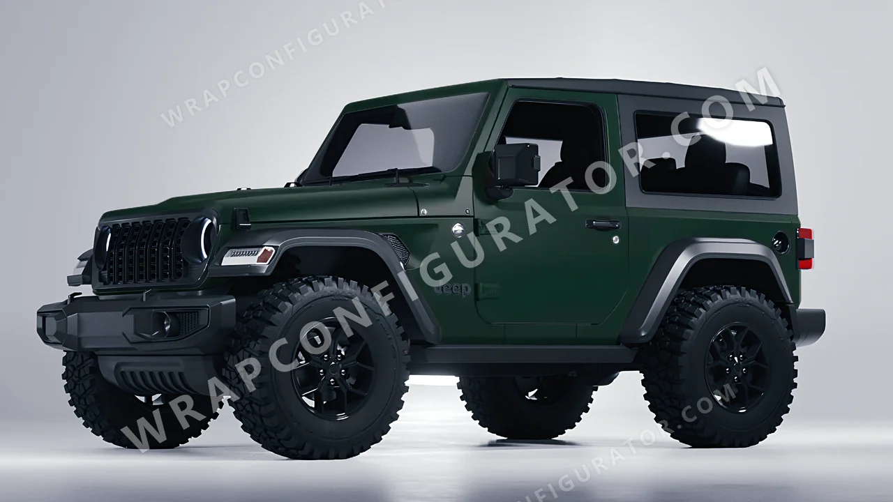 Green Jeep Wrangler Willys 2024 wrapped in KPMF Frozen Emerald Matt K75577