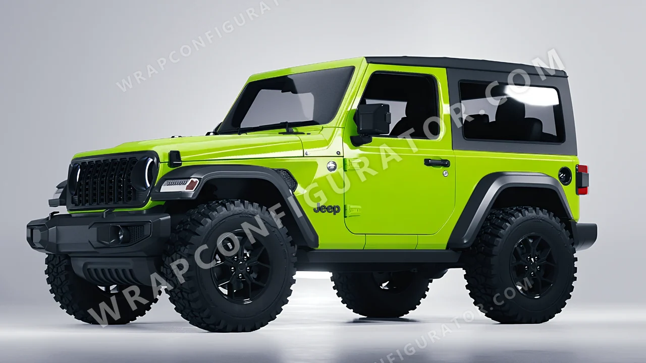 Green Jeep Wrangler Willys 2024 wrapped in KPMF Surge Green K75438