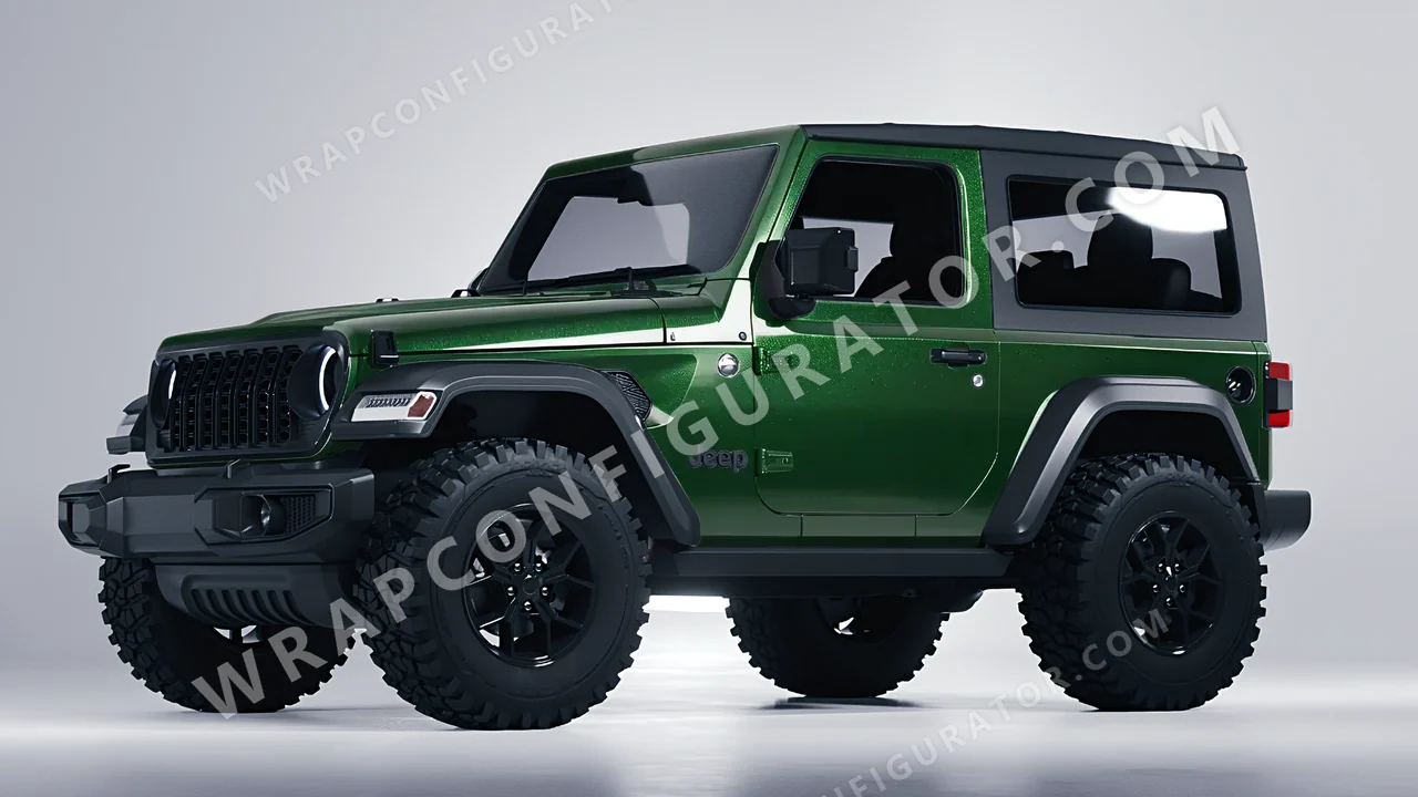 Green Jeep Wrangler Willys 2024 wrapped in ORACAL Fir Green 970RA-677G