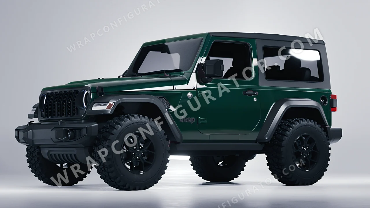 Green Jeep Wrangler Willys 2024 wrapped in ORACAL Fir Tree Green 970RA-622G