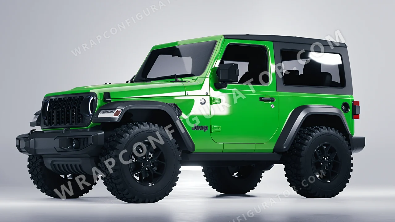 Green Jeep Wrangler Willys 2024 wrapped in ORACAL Grass Green 970RA-602G