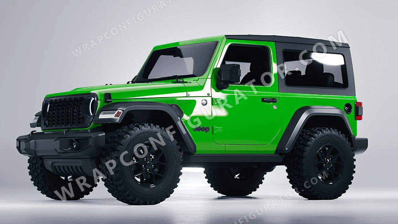 Green Jeep Wrangler Willys 2024 wrapped in ORACAL Lawn Green 970RA-464G