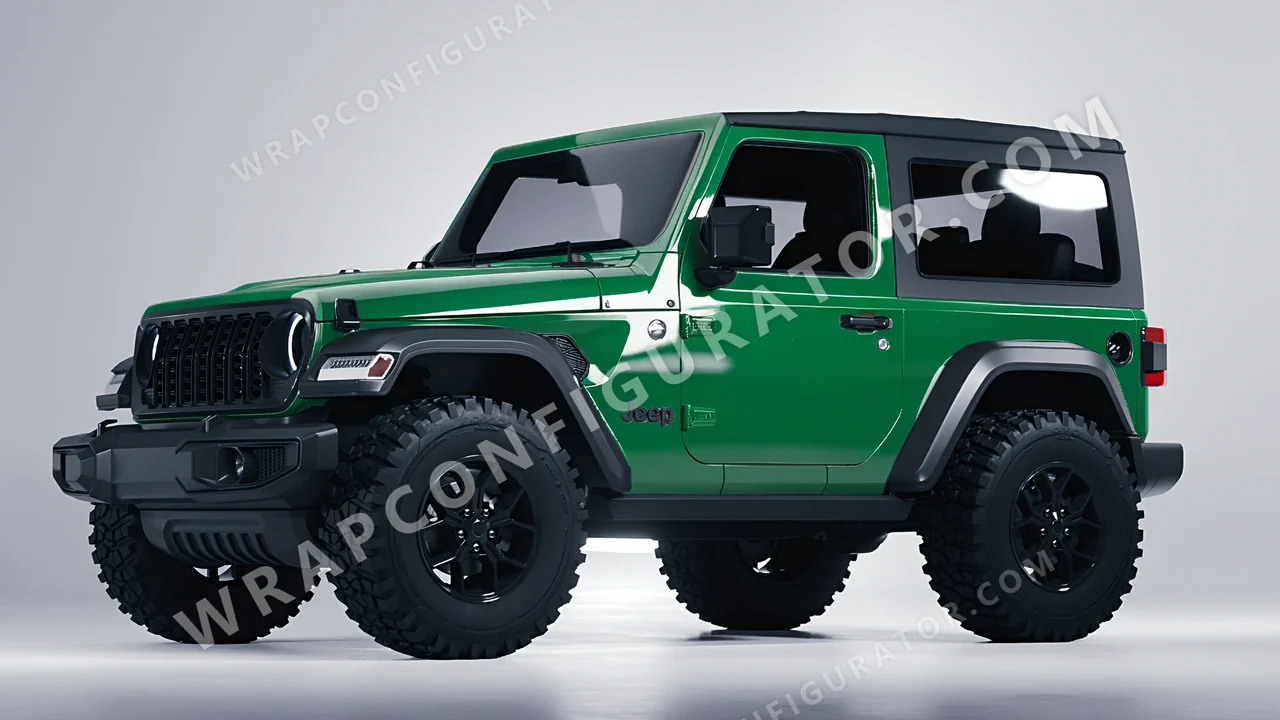 Green Jeep Wrangler Willys 2024 wrapped in ORACAL Police Green 970RA-612G