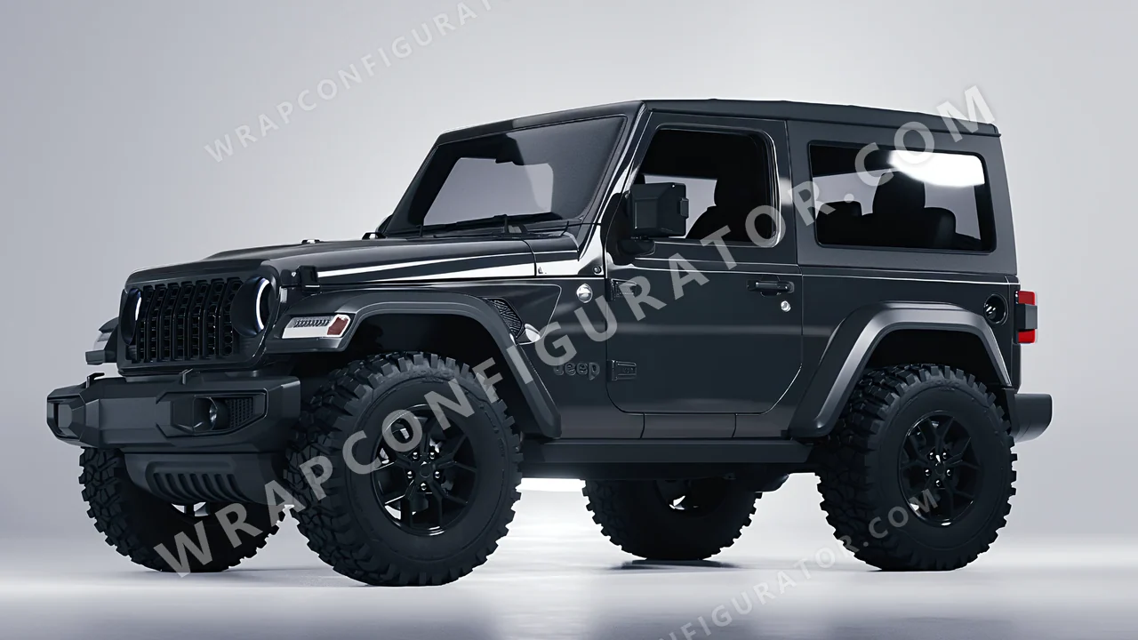 Grey Jeep Wrangler Willys 2024 wrapped in 3M Gloss Anthracite G201