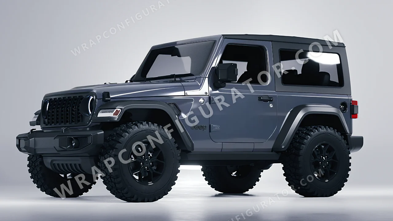 Grey Jeep Wrangler Willys 2024 wrapped in 3M Gloss Glacier Gray GP291