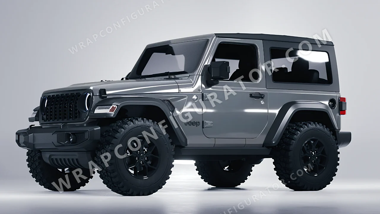 Grey Jeep Wrangler Willys 2024 wrapped in 3M Gloss Storm Gray G31