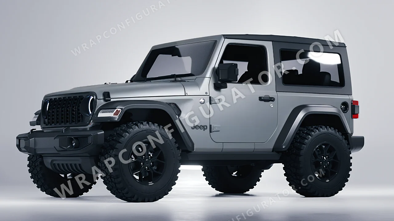 Grey Jeep Wrangler Willys 2024 wrapped in 3M Matte Gray Aluminum M230