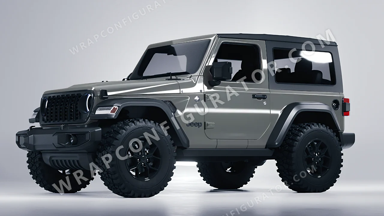 Grey Jeep Wrangler Willys 2024 wrapped in 3M Nardo Gray HG61