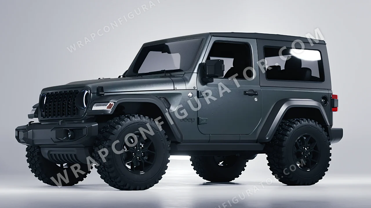 Grey Jeep Wrangler Willys 2024 wrapped in Avery Dennison Anthracite SW900-858-M
