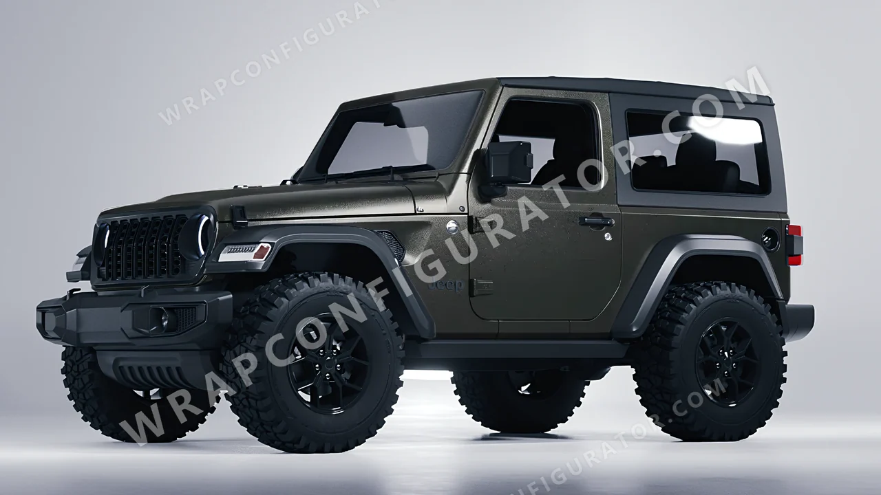 Grey Jeep Wrangler Willys 2024 wrapped in Avery Dennison Charcoal SW900-845-M
