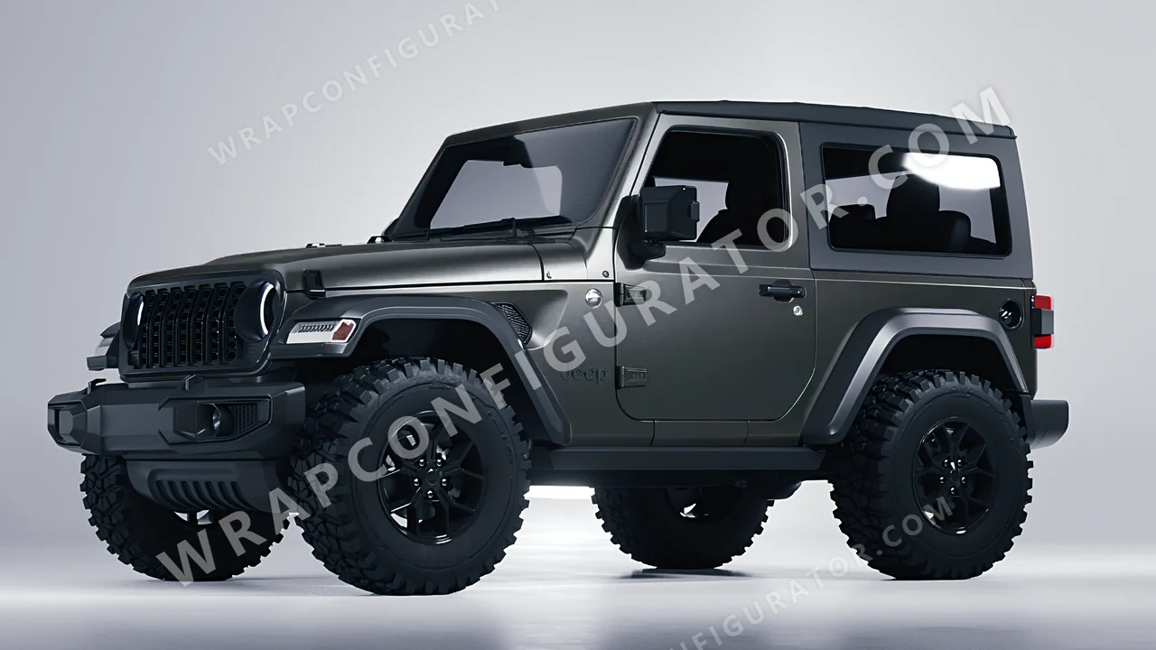 Grey Jeep Wrangler Willys 2024 wrapped in Avery Dennison Dark Grey SW900-854-M