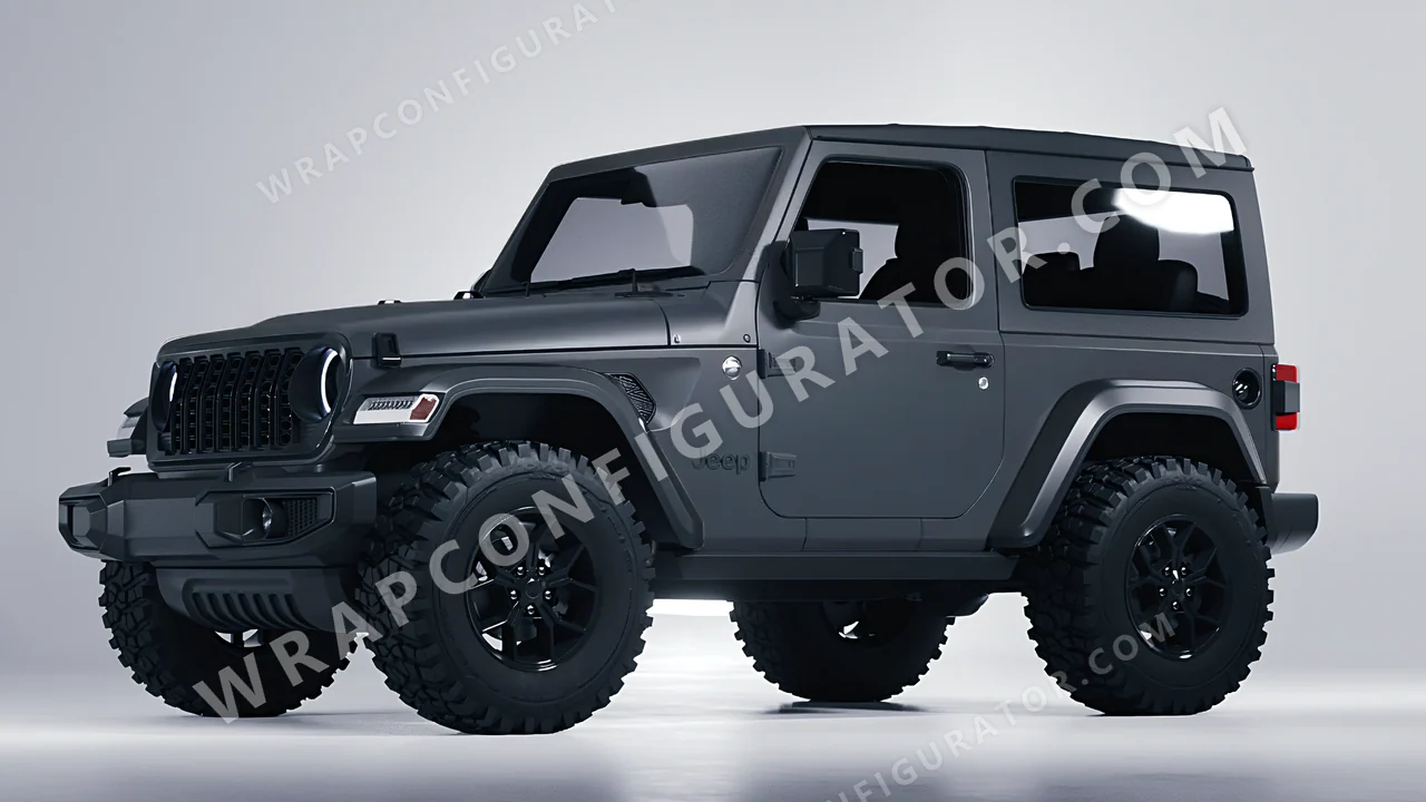 Grey Jeep Wrangler Willys 2024 wrapped in Avery Dennison Dark Grey SW900-856-O