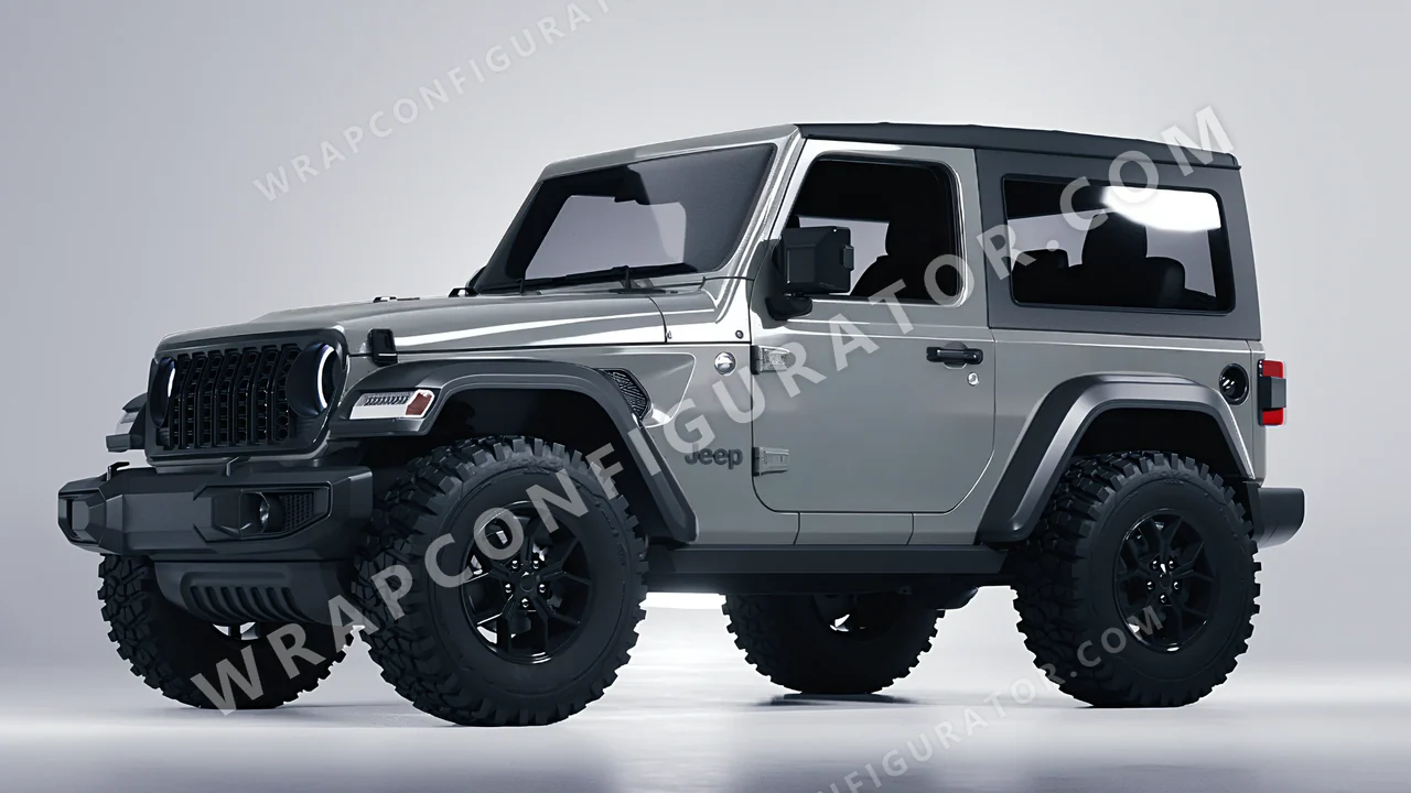 Grey Jeep Wrangler Willys 2024 wrapped in Avery Dennison Misty Grey SW900-827-O