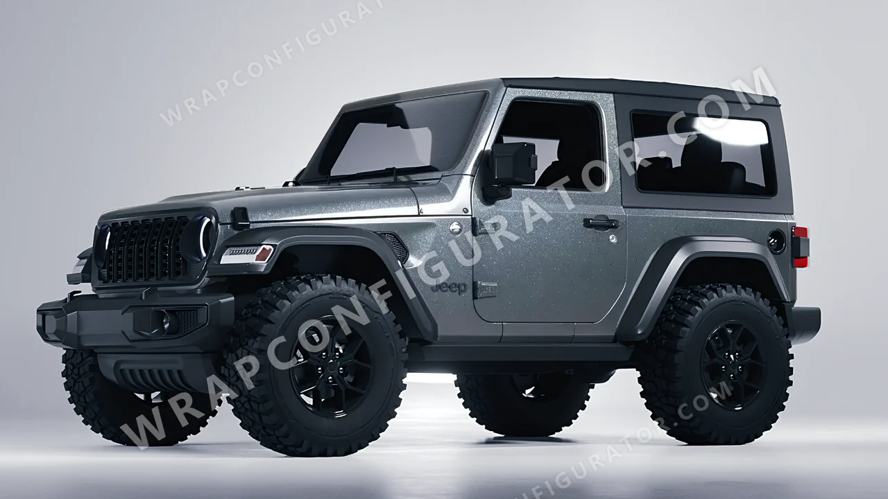 Grey Jeep Wrangler Willys 2024 wrapped in Avery Dennison Pride Prismatic Grey SW900-879-M
