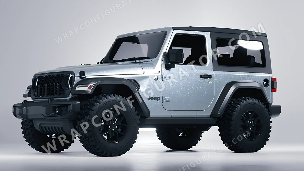 Grey Jeep Wrangler Willys 2024 wrapped in Avery Dennison Quick Silver SW900-816-M