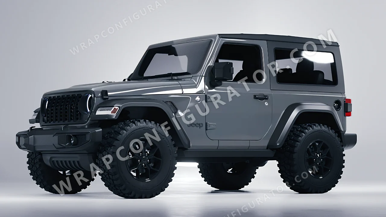 Grey Jeep Wrangler Willys 2024 wrapped in Avery Dennison Rock Grey SW900-821-O