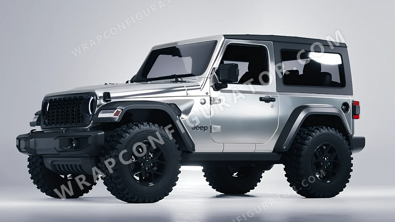 Grey Jeep Wrangler Willys 2024 wrapped in Avery Dennison Silver SF100-843-S