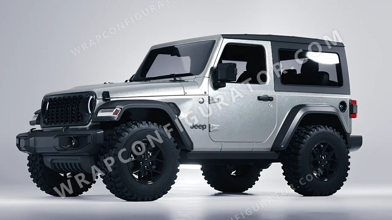 Grey Jeep Wrangler Willys 2024 wrapped in Avery Dennison Silver SW900-803-M