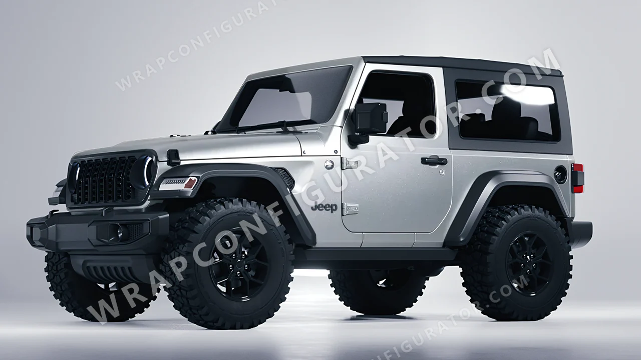 Grey Jeep Wrangler Willys 2024 wrapped in Avery Dennison Silver SW900-857-M
