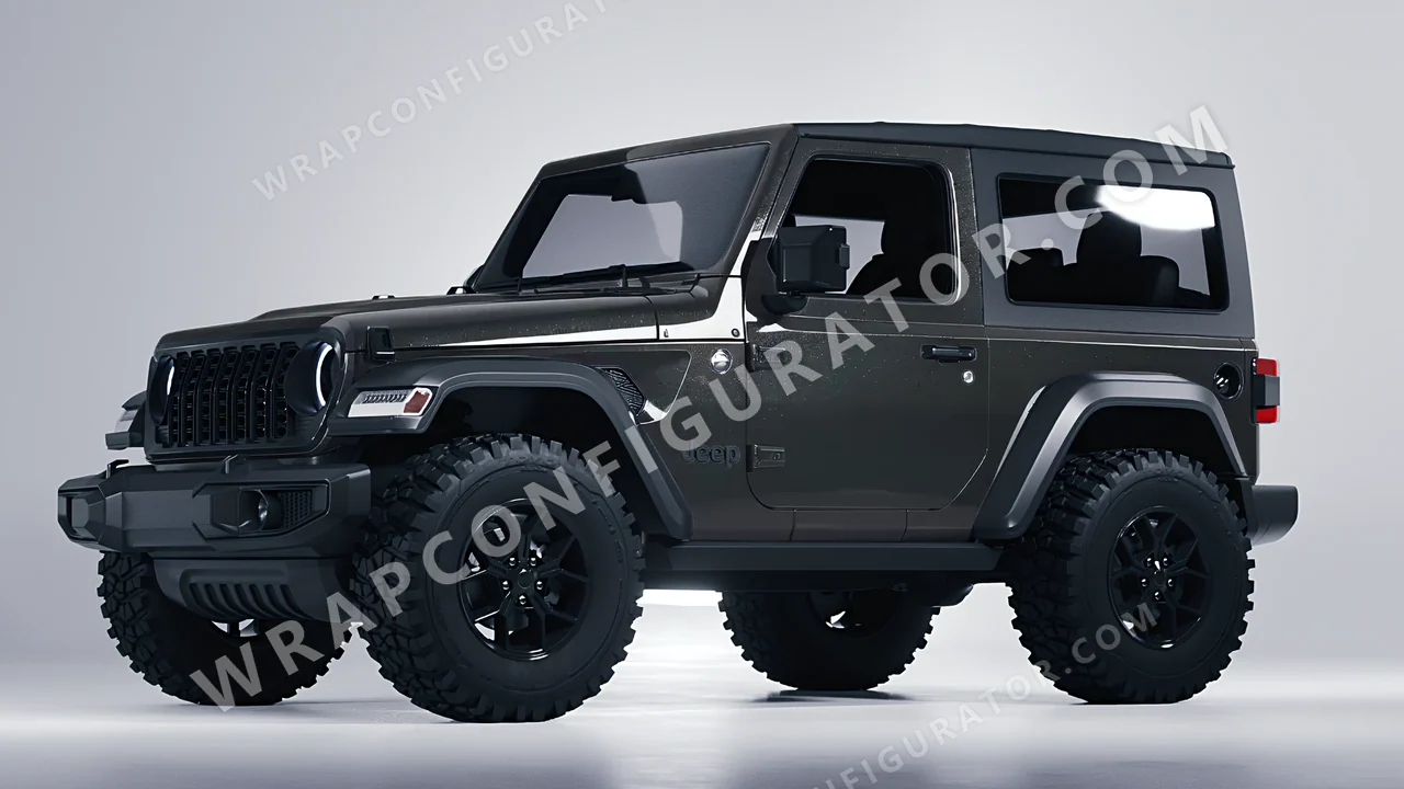 Grey Jeep Wrangler Willys 2024 wrapped in Colourshield PPF by HyperPro Dark Gray HGM70-P
